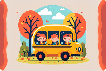 school excursion with a flat designの素材