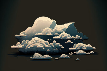 Isolated white clouds against a dark backgroundの素材