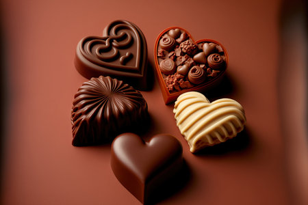 Chocolate group shot against an eye colored backgroundの素材