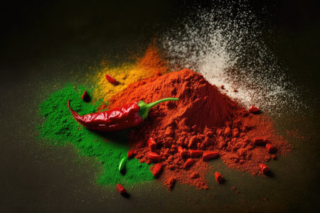 Spike of red chili powder, up closeの素材