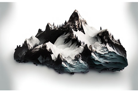 Isolated mountain on a white backgroundの素材