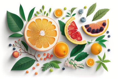 White Background with Fruitsの素材