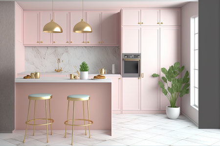 pastel colored interior kitchen mockupの素材