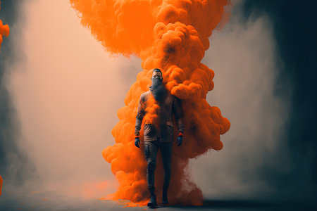 Orange smoke grenade manの素材