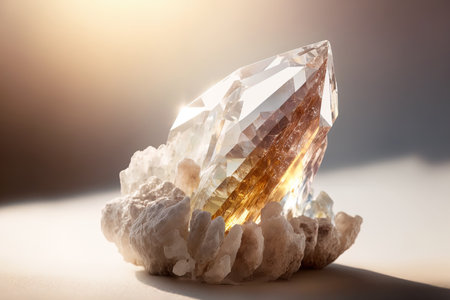 Lemurian crystal macro mineral stone on a white backdropの素材