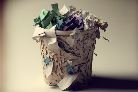 Paper in disarray in the trashの素材