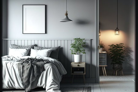 Model of a house, pleasant bedroom in a Scandinavian design,の素材