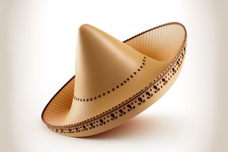 Mexican sombrero, 45 degree angle, isolated on a white backgroundの素材