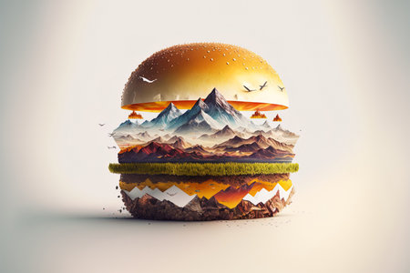 Isolated on a white backdrop, a craft burger. Best viewの素材