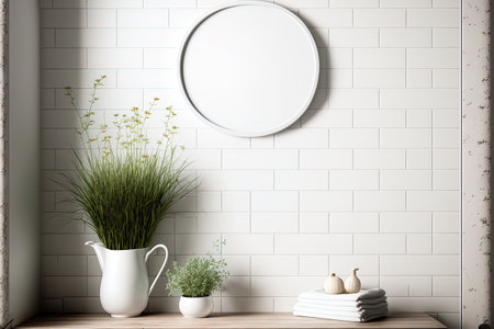 Wall mockup and white, pleasant bathroom backgroundの素材
