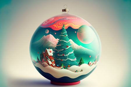 Xmas themed globes glass ball for Christmas Illustration of a Christmas decorationの素材