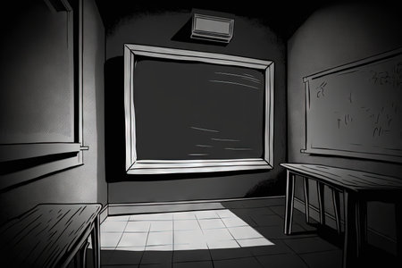 Black board in empty class roomの素材
