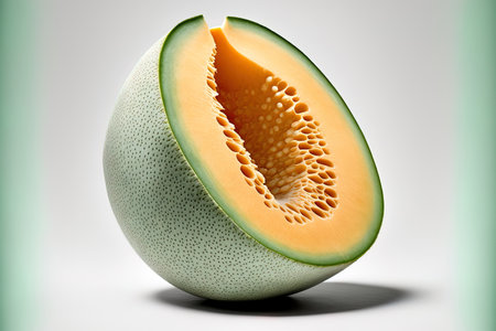 Slice of melon, white backdrop, solitaryの素材
