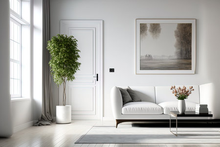 White walls in a contemporary living room,の素材