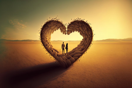 Together, a couple forms a heartの素材