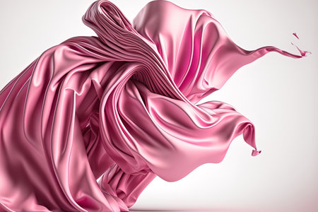 Wind tossed pink cloth isolated on a white backdropの素材