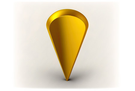 Golden location pin isolated on white for use as a web location point and pointer byの素材