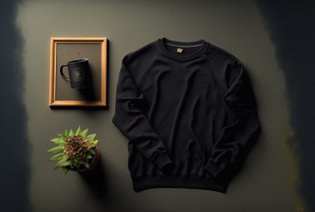 clothing shot with a black sweater and design spaceの素材