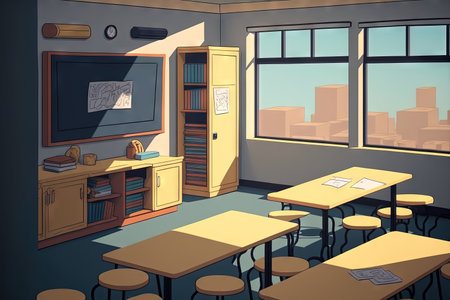 Interior of an empty school classの素材