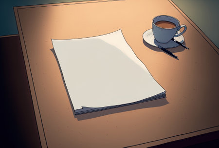 The table has a white notepadの素材