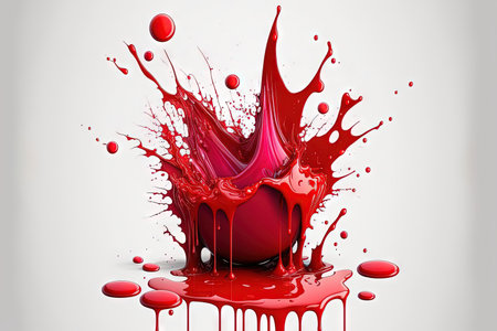 Red juice splash isolated on a white backdropの素材