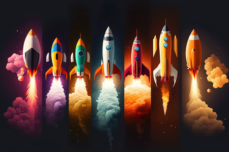 Concept of a flat rocket and spacecraftの素材