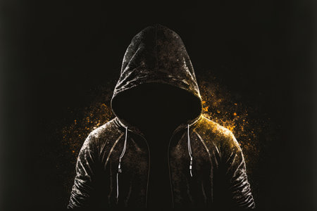 male silhouette wearing a hoodie. blended mediaの素材
