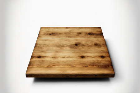 Wooden table empty and isolated on whiteの素材