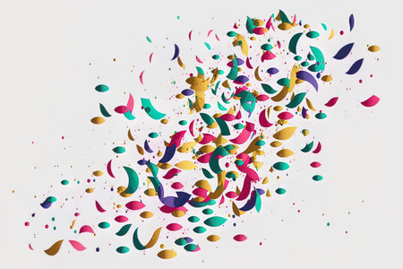 confetti filled holiday artwork isolated on a white backgroundの素材