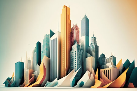 City Buildings Stacking Skyline Cityscape Business Illustrationの素材