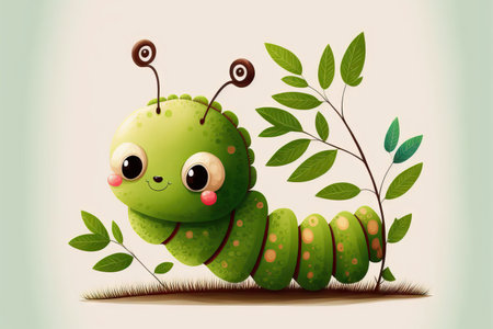 a white backdrop with an illustration of a lovely caterpillarの素材