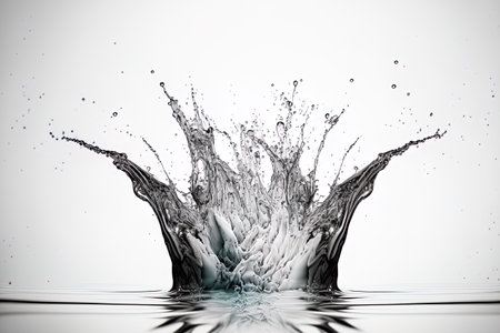 Water splash, white background with a solitary water splashの素材