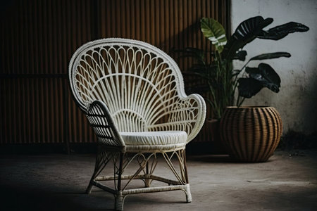 The vintage aesthetic of rattan chair photoの素材