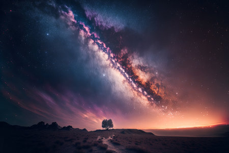 Beautiful Milkyway on a long exposure night sky shot with grainxaxaの素材