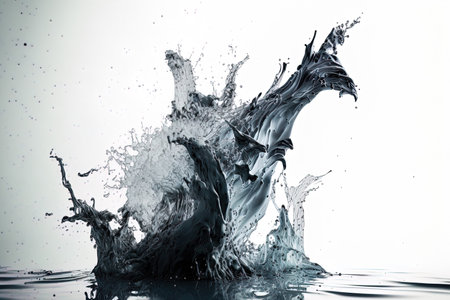 Beautiful clean water splashes alone on a white backgroundの素材