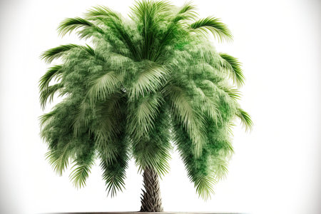 Beautiful green palm tree, isolated on whiteの素材