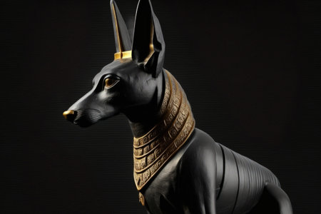 Black Anubis statue from ancient Egyptの素材