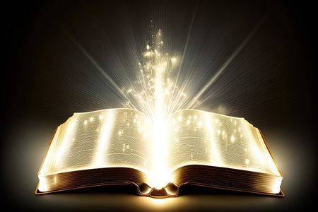 Bible with lights emanating from it. image in formatの素材