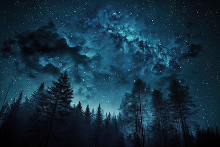 Blue dark night sky with starsの素材