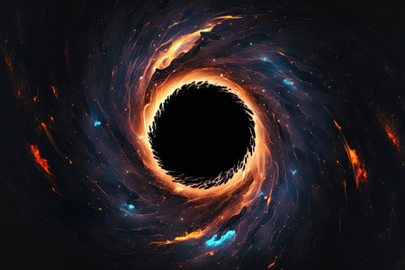 Black hole illustration in space. Concept for a screensaver and backgroundの素材