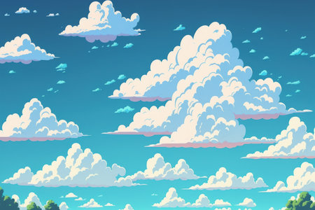 Blue sky with white cloudsの素材