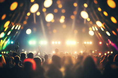 Blurred dance party and distorted concert lighting for amusementの素材