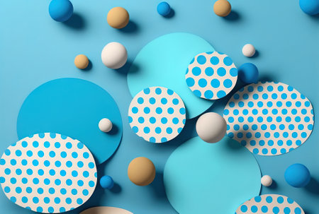 Blue paper collage with a polka dot design make for a sweet backgroundの素材