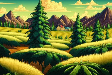 CBD Cannabis Hemp Field landscapeの素材