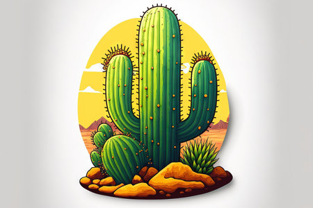 Cactus saguaro on a white backdropの素材
