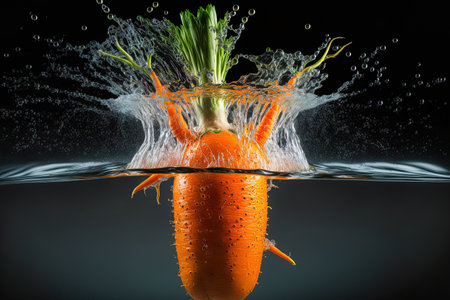Carrot makes a loud splash when it submerges completelyの素材