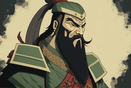 Cartoon representation of Chinese general Guan Yuの素材