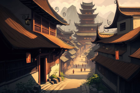 Chinese State of the ancient townの素材