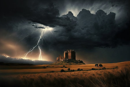 Castilla y Leon has a stormy skyの素材