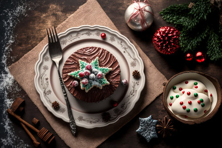 Christmas dessert. food and drink, and selective attentionの素材